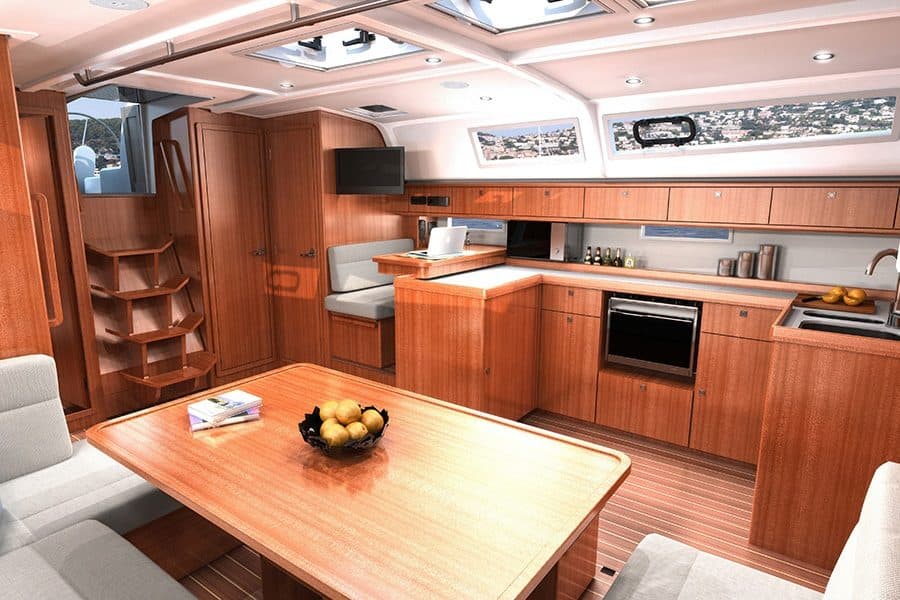 Bavaria Cruiser 46 — салон для вечерних сессий